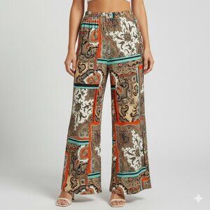 Multicolor Wide Leg Palazzo Pants